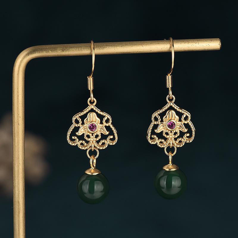 Cercei Hanfu Calcedonie Aurie: Stil tradițional chinezesc cu măiestrie antică.