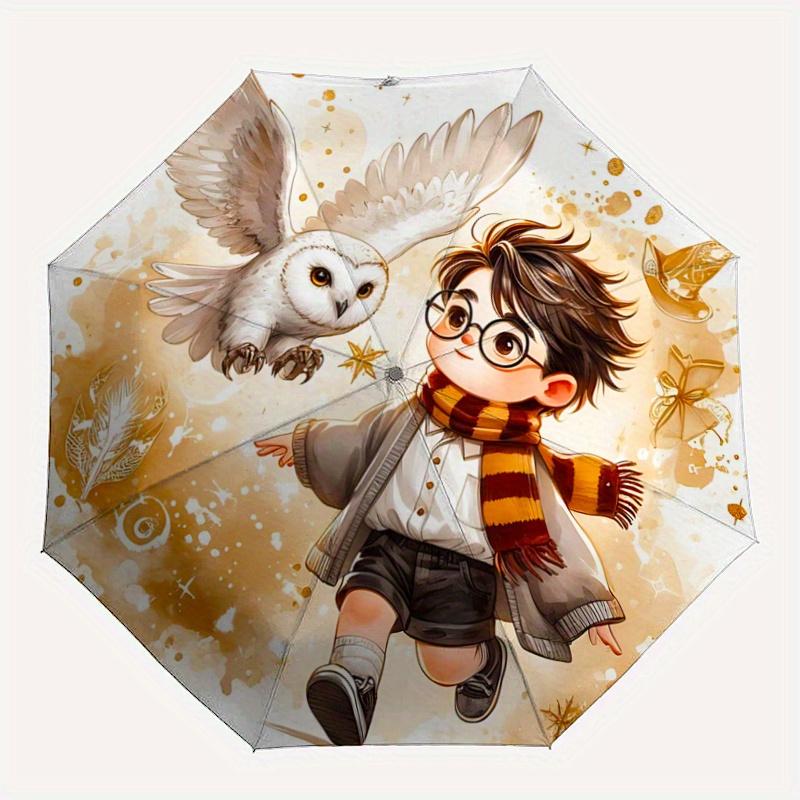 1pc Lively Harry Potter Automatic Open/CloseUmbrella-CuteUmbrella with Cute Design, Portable 3-Fold Compact Umbrella for Men & Women, Valentine's