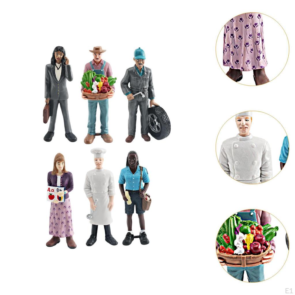 6 Pieces Professional Character Models Figures Diorama People Decoration Desktop Ornament Role