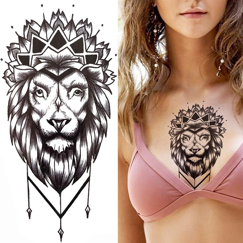 Cooler Wolf Schwarzes Temporäres Tattoo Sexy Mädchen Schlange Fake Katze Löwe Tattoo Aufkleber Für Frauen Erwachsene Geometrie Körperkunst Tattoos Papier