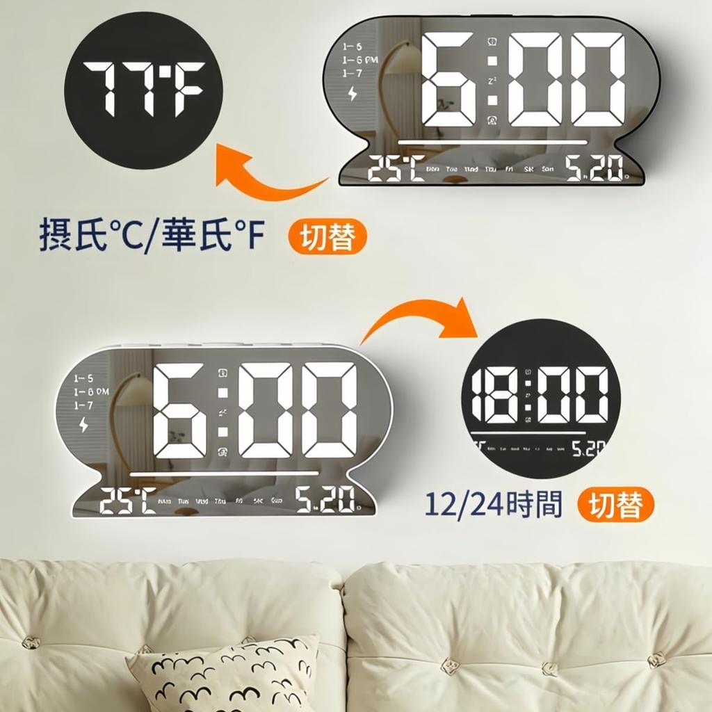 Voice-controlled digital alarm clock, desk clock with voice activation, temperature display, double alarm, snooze, night mode, 3 brightness levels,