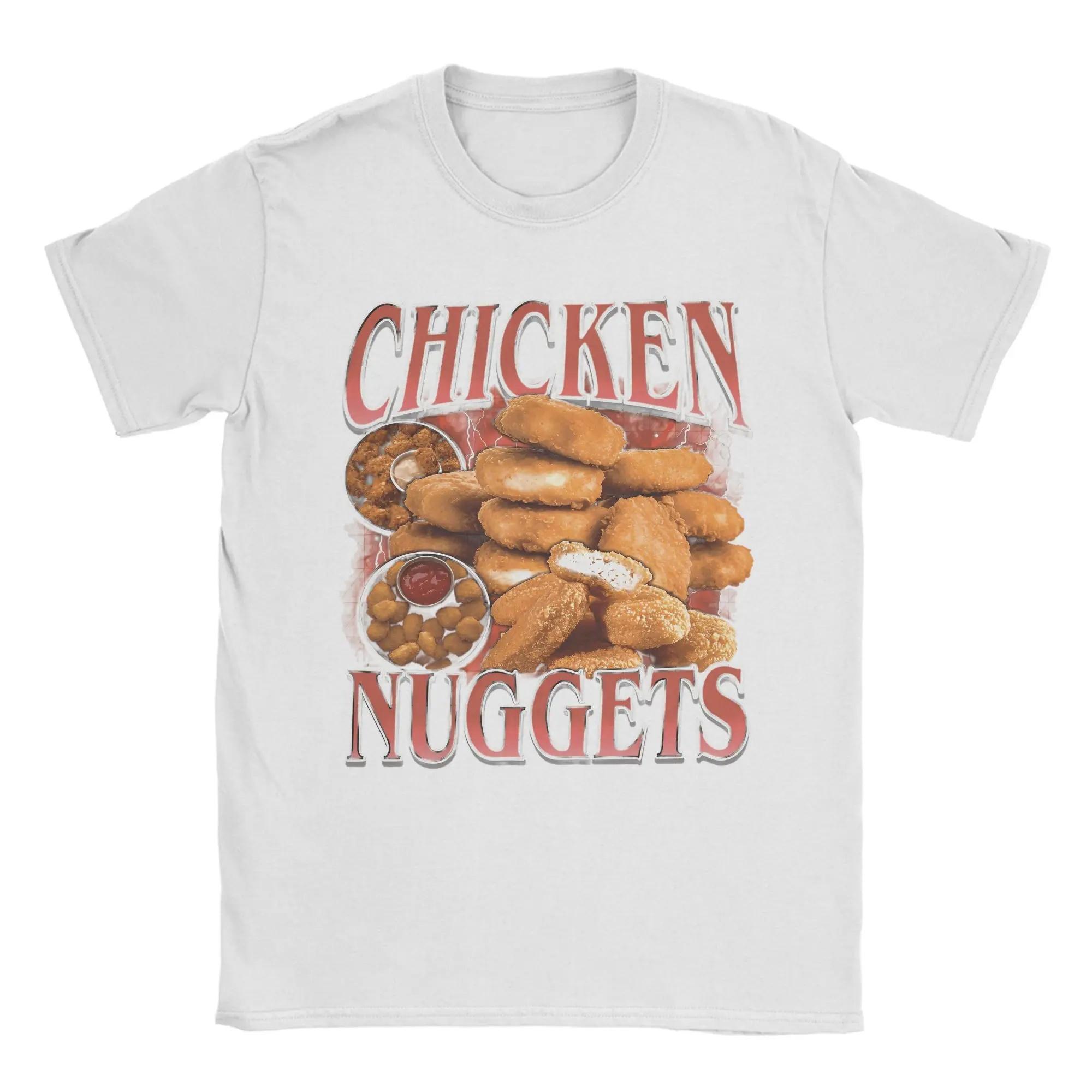 Повседневная футболка с куриными наггетсами для мужчин С круглым вырезом Чистая футболка Футболка с коротким рукавом Идея для подарка Топы Графические футболки Топы Y2k S