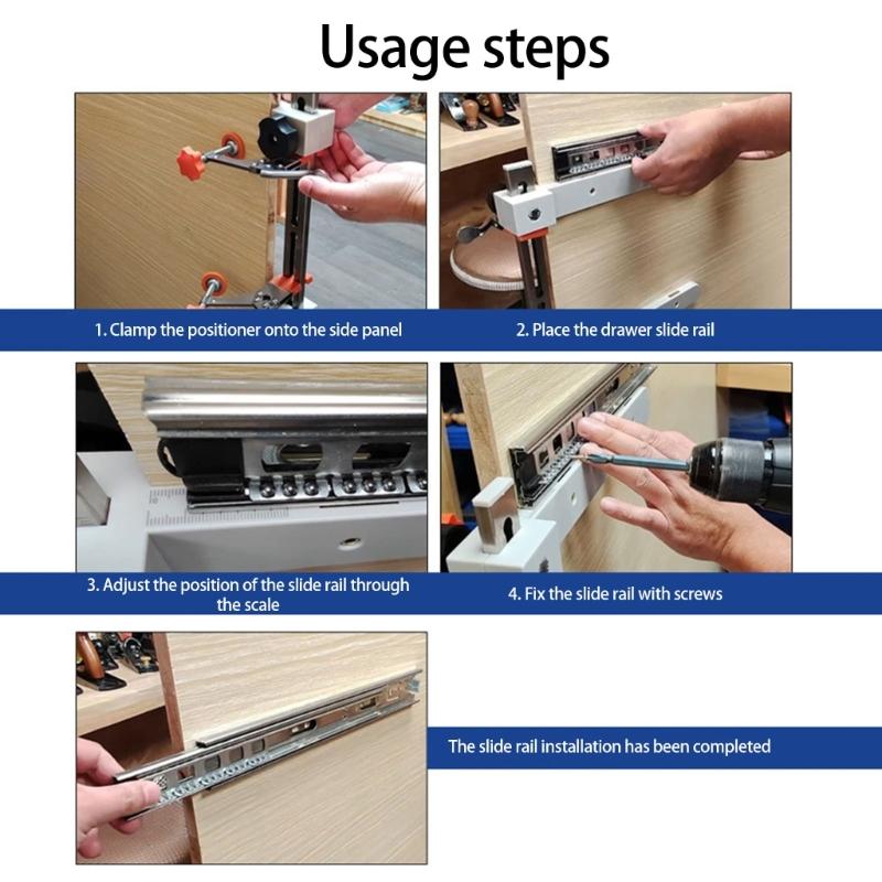 Upgrades Steel Drawer Rail Alignment Jig with Extendable Length Design Cabinet Slide Installation Tool for DIY Projects