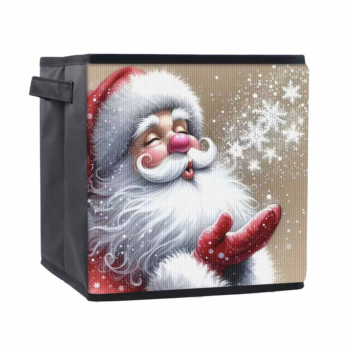 

Дед Мороз, дующий снежинками, 5D алмазная живопись, корзина для хранения, полная круглая выкладка, мозаика, алмазная вышивка, наборы для вышивания крестом, домашний декор, домашний декор 25cmx25cm