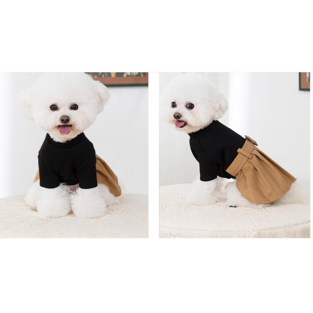 Spring and Autumn British Style Coat for Dogs Cat Clothes Puppy Lovers Pleated Skirt Pet-style Patchwork Dress