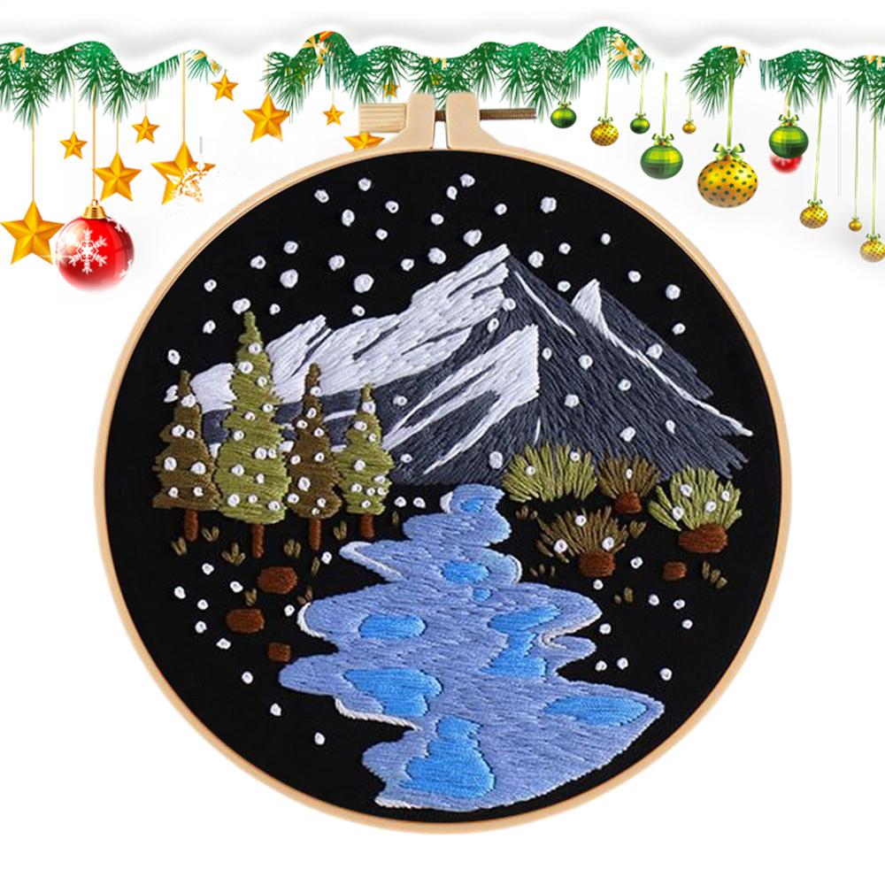 Christmas Needlework Kits Easy Beginners Embroidery Kit Seasonal Decor For Desktop Kitchen Living Room Bedroom Dormitory