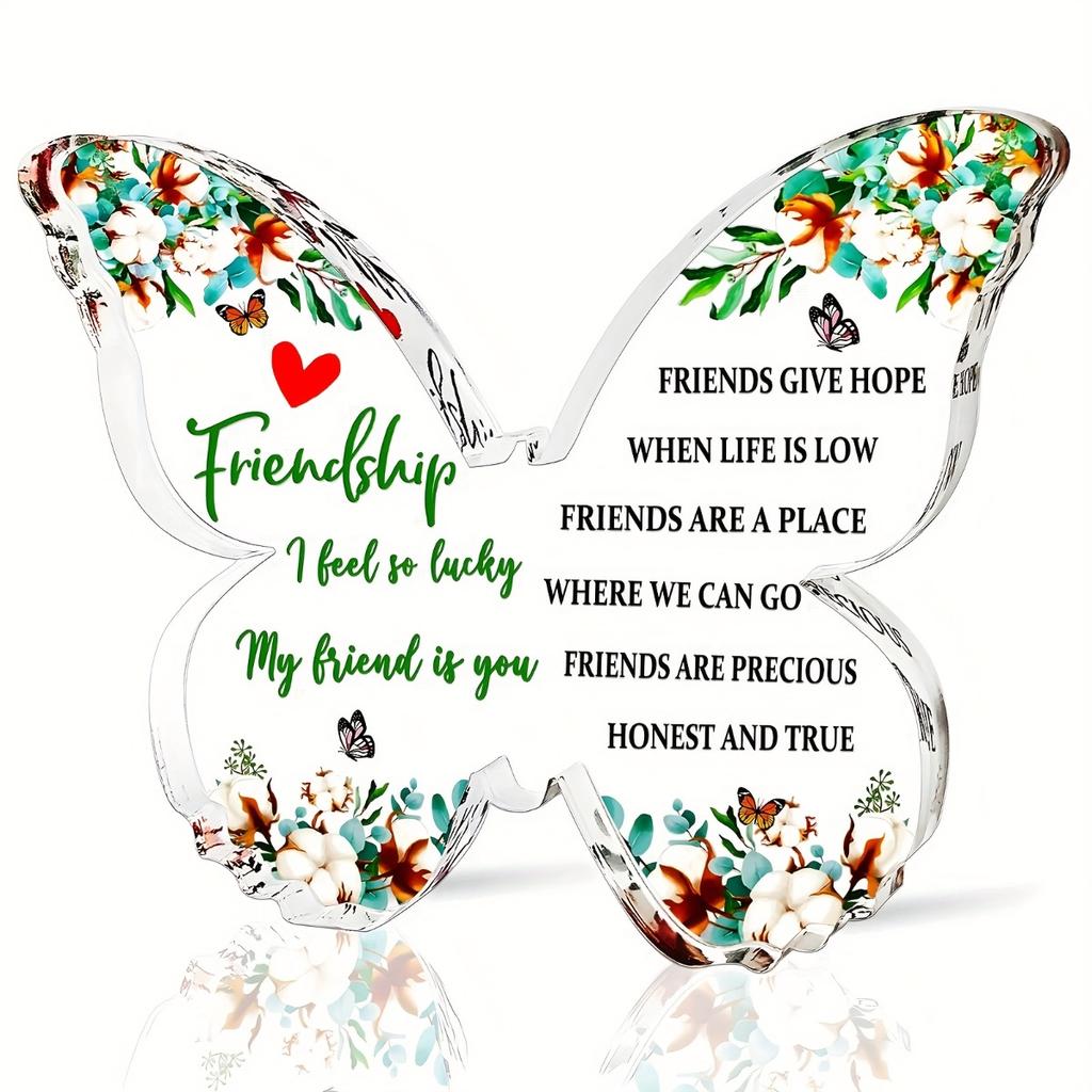 Prezent na Przyjaźń dla Kobiet, Akcenty Motyli i Kwiatowe, Prezent Urodzinowy dla Najlepszej Przyjaciółki, Przyjaciółka Koleżanka, Tabliczka Przyjaźni Duszy Siostry, Akrylowa Woc