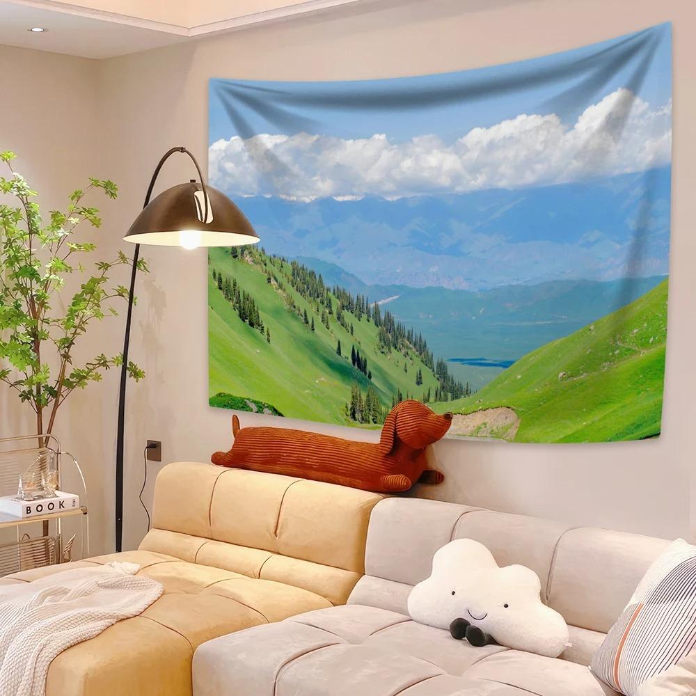 Grassland Snow Mountain Print Fashion Home Decoration Tapestry Living Room Bedroom Tapestry
