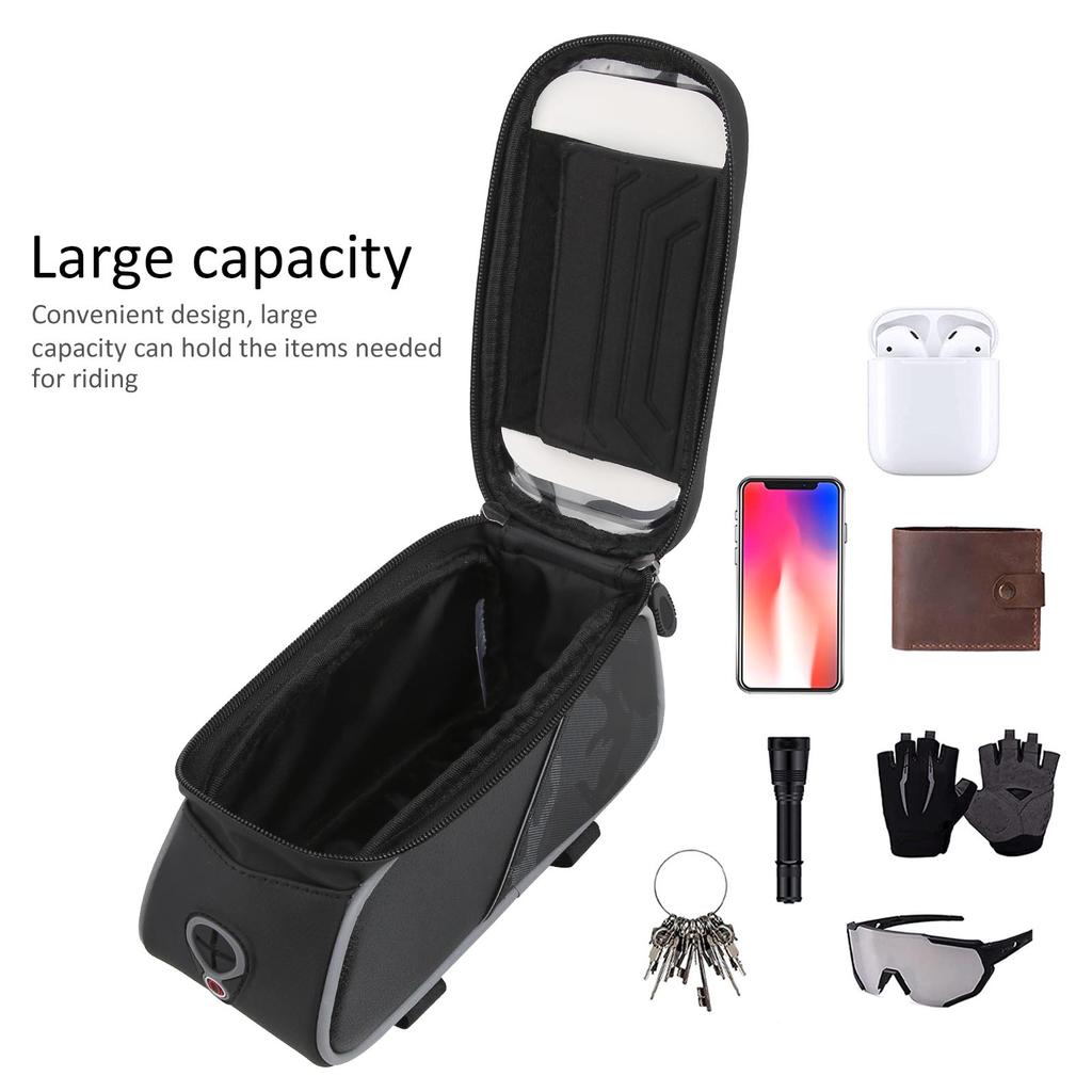 Bike Front Frame Bag Waterproof TPU Sensitive Touch Screen Top Tube Phone Mount Bag Pouch