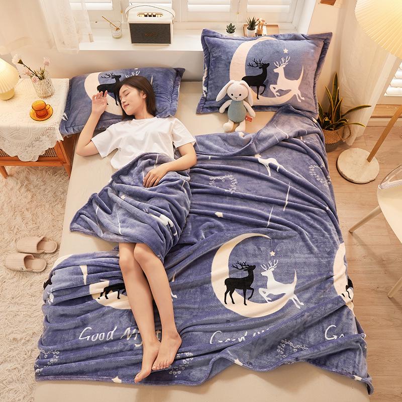 Dual-Use Flannel Throw & Bed Sheet: Thick, Warm, Winter & All-Season Blanket for Dorm or Home, Single/Double