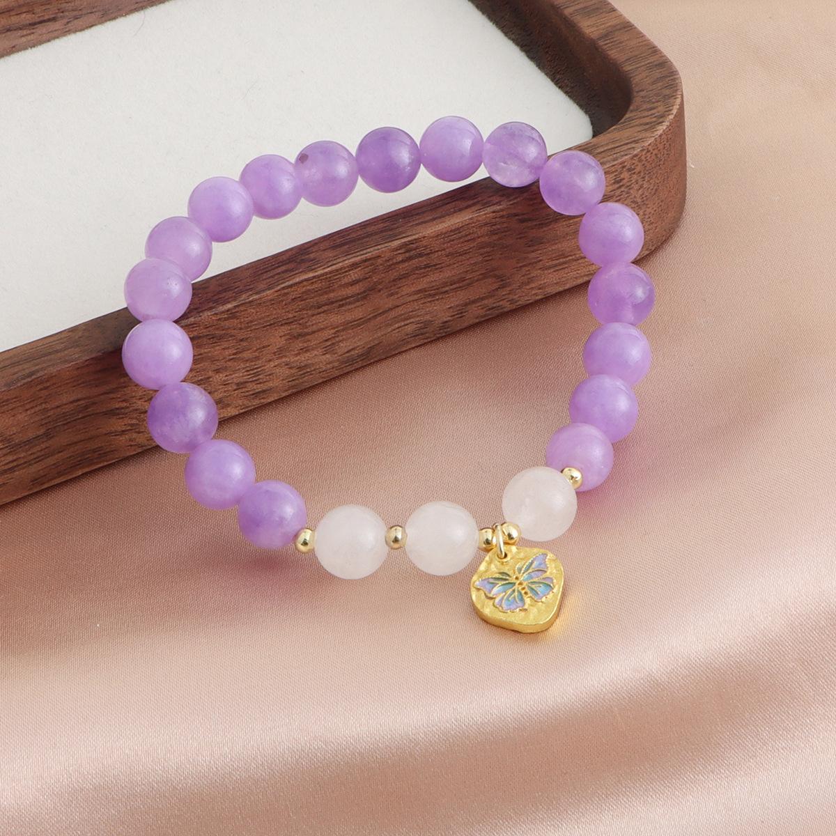 Natural amethyst bracelet, chalcedony lychee frozen flower Fengjiu bracelet, girlfriend jewelry, versatile national style
