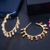 Ircons Fringed Cubic Zirconia Charms Circle Round Dangle Water Drop Earring for Women Designer Trendy Tassel Jewelry CZ828