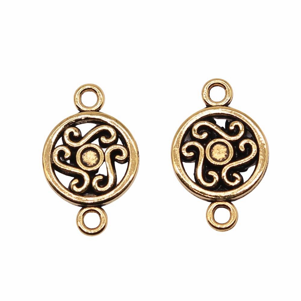 

10шт круглый разъем подвески ювелирные компоненты аксессуары античное золото цвет цинковый сплав 19х12мм