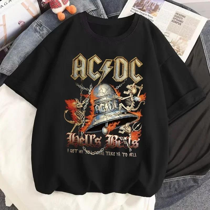 Rock Music ACDC Printed T Shirts DC Graphic Tshirt Men Casual Short Sleeves Streetwear T-shirts Summer Male O-Neck Tops Tees
