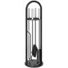 5 Pieces Fireplace Tools Set, Metal Fireplace Accessories Fireside Companion Set with Broom, Shovel, Poker and Bucket, Silver