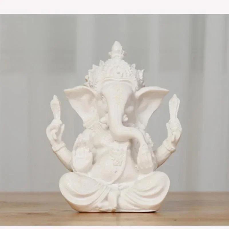 Handmade Sandstone Ganesha Buddha Elephant Statue Sculpture Figurine for Home Decoration Living Room