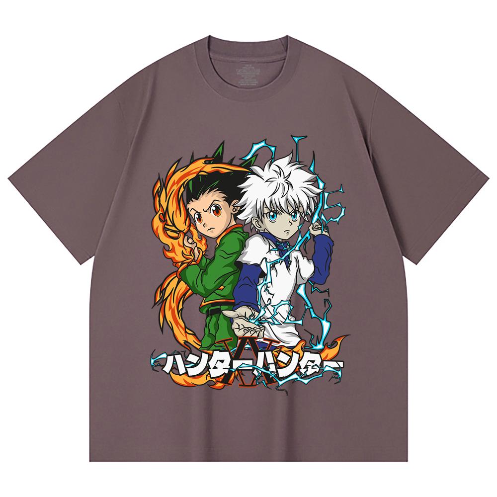 230 Gsm 100% Cotton HXH V7 Gon Killua Print Unisex Heavy Cotton T Shirt