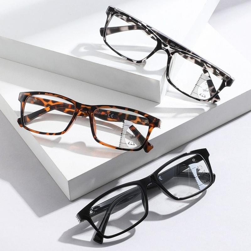New Multifocal Anti-Blue Light Reading Glasses Unisex Square-Frame High-Definition Presbyopia Eyewear Diopter +1.0 To +4.0