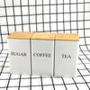 Bamboo Lid Square Metal Storage Tin for Coffee, Sugar, Tea - European American Style