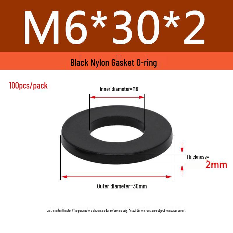 Schwarzer Nylon-Kunststoff Flache Unterlegscheibe Ring M2-M20