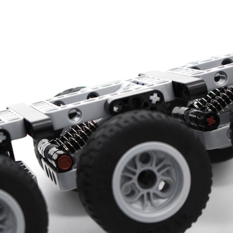 Non-Toxic 6-Wheel Trailer Assembly Mini Three-Axis Chassis Building Blocks 119Pcs Mechanical Unit Model Moc Technical Bricks Assembly