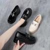 2023 Damen Loafer mit dicker Sohle: Weiches Leder, Klobige Absätze, Britischer Stil, Frühling/Herbst, Weiß