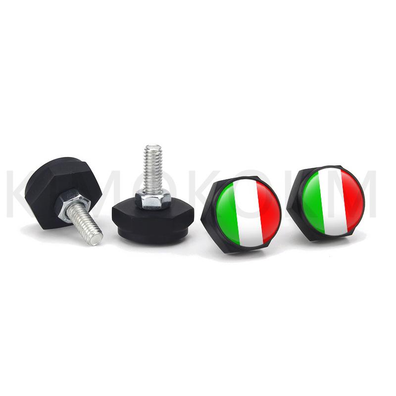 4pcs/set Car USA Italy Germany British Flag Metal Screws License Plate Bolts Auto Universal Car Accessories For VW BMW