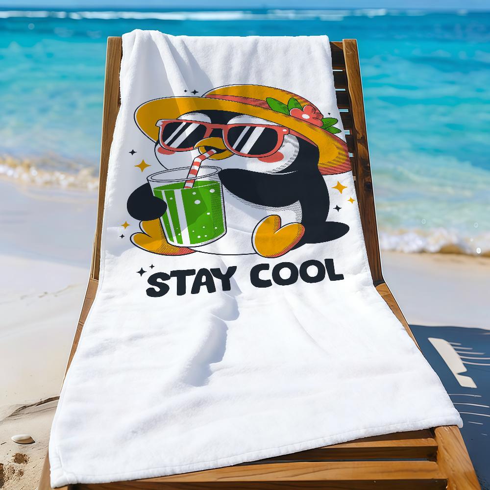 Cute Penguin Cartoon Towel Soft Pool Gift For Travel Gym Shower Camping Quick Dry Sports Beach Towels