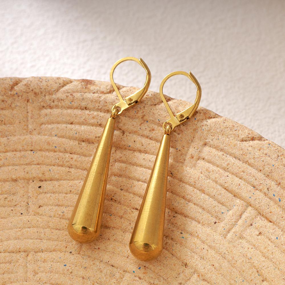 Einfache Wassertropfen-Ohrringe: High-End Metallstil, Leichter Luxus Retro Edelstahl Mode für Damen