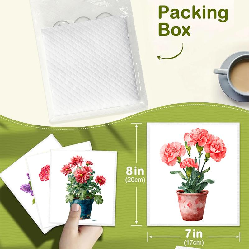 Cleaning Cloth Reusable Kitchen Dish Towels Eco-friendly Microfiber Flowerpot Print Dishcloths Lint Free Washable Duster Rags Tea Towels 9*7inch