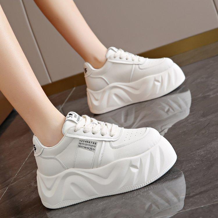 

8 см натуральная кожа женская повседневная обувь толстые кеды платформа танкетка скрытый каблук женская обувь для отдыха летние кроссовки женские 34 белый