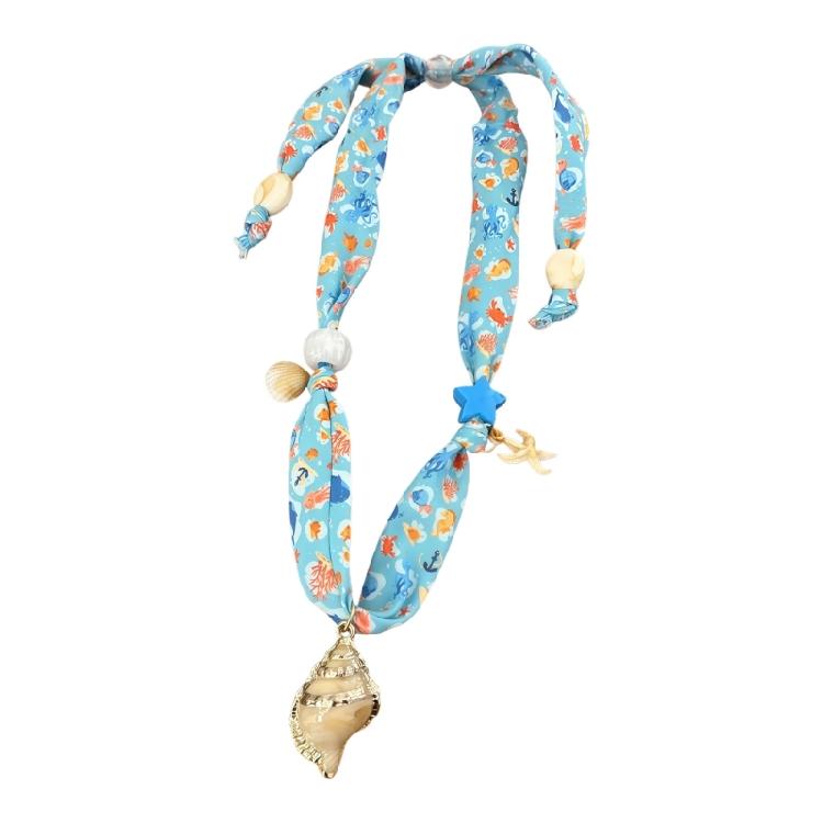 Beautiful Bohemian Style Necklace Shell And Starfish Charm With Floral Touches Fashionable Neck Chain