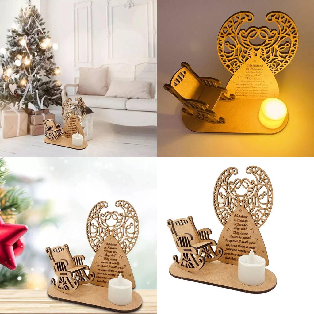 Charmante handgefertigte Weihnachtsdekorationen aus Holz mit Engel- und Baummotiven für festliche Heimdekoration
