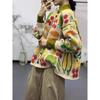 New Fashion Floral Oversize Cardigan Women Sweater Jacket Casual Loose Green Buttons Plus Size Winter Autumn Knitting
