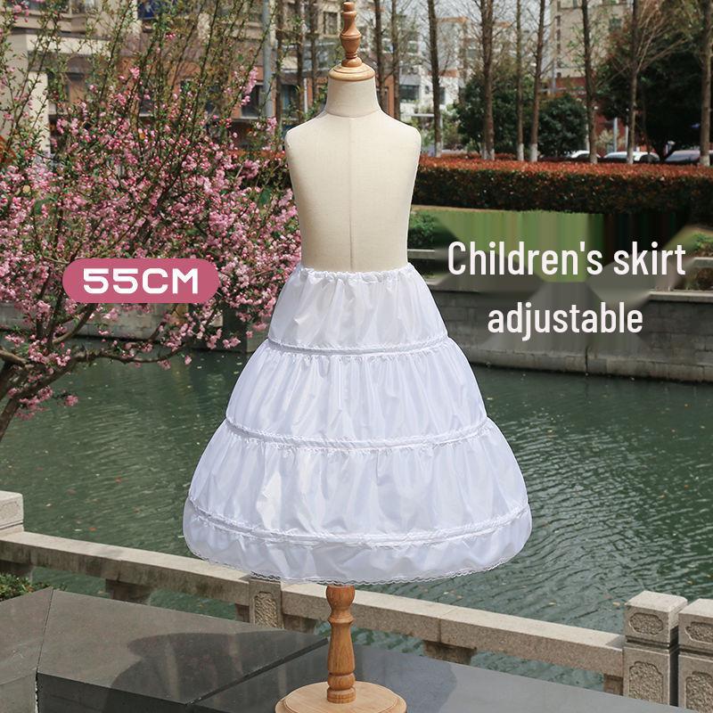 Children's Puffy Princess Petticoat Dress with Adjustable Fishbone and Inner Lining, Perfect for Birthdays and Flower Girl Occasions.