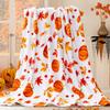 Halloween Throw Blanket for Couch Bed Halloween Fall Thanksgiving Gift Blanket Pumpkin and Ghost Print Blankets Sofa Blankets
