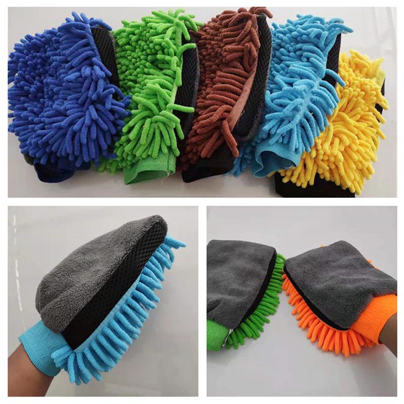 Chenille Coral Fleece Car Wash Glove - Bear Paw Design for Cleaning and Dusting