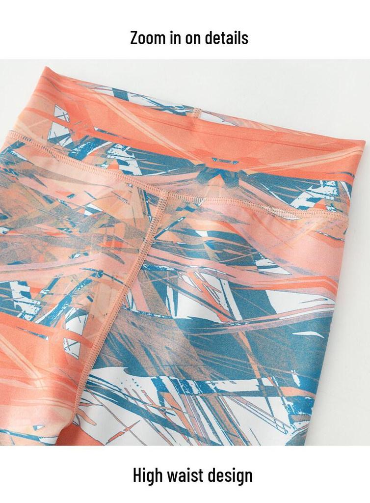 Schnelltrocknendes Yoga-Outfit für Mädchen: Bedrucktes Oberteil & Haifischhose