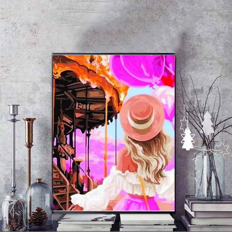 

New Arrival 5D DIY Full Circle Diamond Painting Amusement Park Girl Back Embroidery Cross Stitch Home Decor Gift GI12105