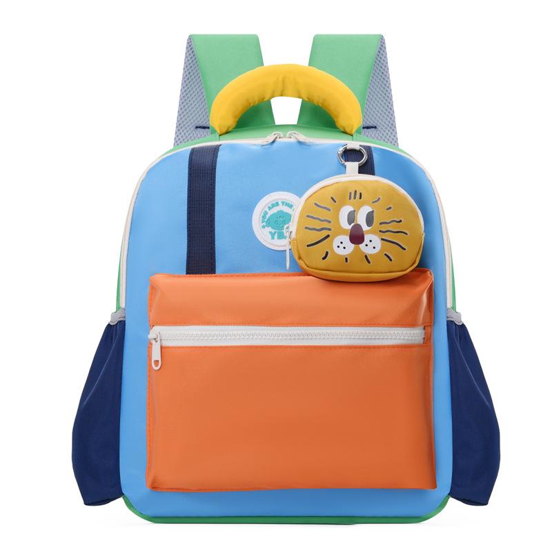 Kindergarten schoolbag children's backpack boys large capacity backpack new cute color matching boys and girls small schoolbag