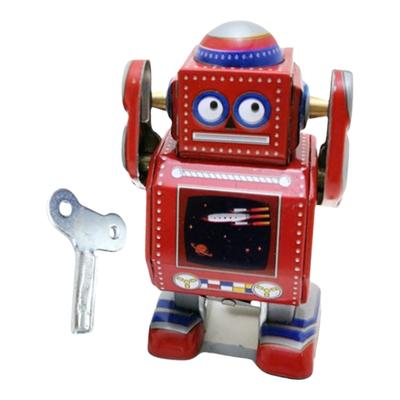 Nostalgic Windup Robot Model Toy Fun Walking Robot Figurine Children Birthday Gift Iron Tin Toy Theme Event Decoration