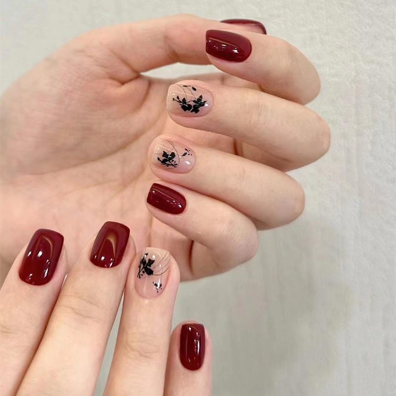 Chinese Style Ink Short Stairs Nail Stickers Factory Direct Sales