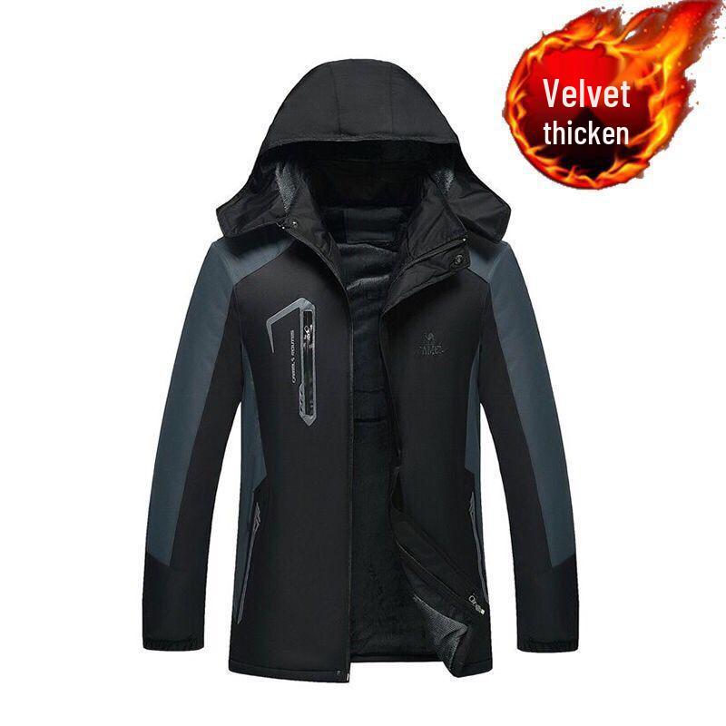 Men's Thickened Plus Velvet Winter Cotton Padded Jacket, Workwear, Plus Size