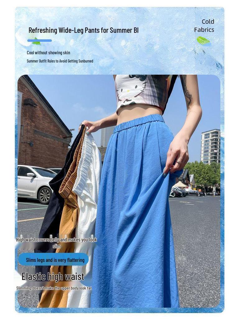 Women's Edge Cotton Linen Wide-Leg High-Waisted Pants - Slimming, Loose, Casual, Nine-Point Length, Summer 2026
