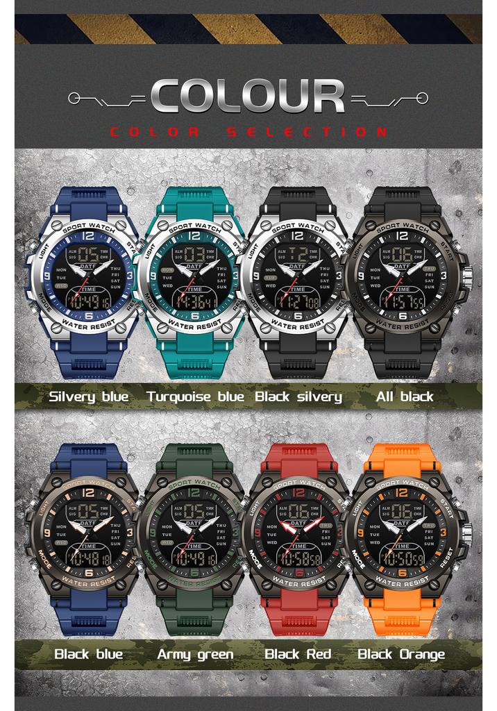 SANDA SD6252 Montre Étudiant Pour Sports d'Extérieur Multifonctionnelle Étanche Devrait Être LED Montre Électronique Homme
