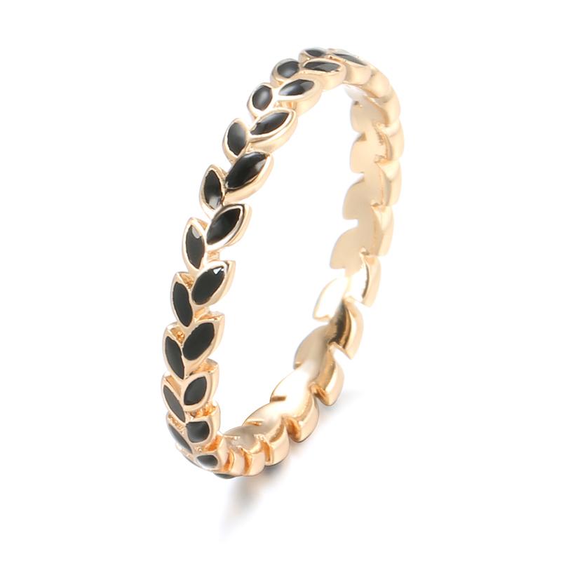 Modischer Roségold-Ring für Damen Exquisite Koreanische Weiße Emaille Blattringe Braut Hochzeit Feiner Schmuck Großhandel 10 beige
