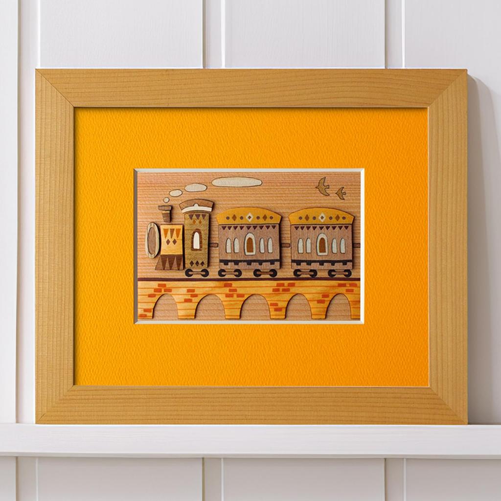 KINOWA Wood Collage Original DIY Kit Vehicle Made in Japan "Train"