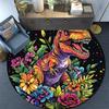 Colorful Dinosaur Round Area Rug,Carpet Rug for Living Room Bedroom Sofa Playroom Decor,Non-slip Floor Mat