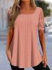 Summer New European and American Women's Square Neck T-Shirt Hollow Lace Sleeve Casual Top