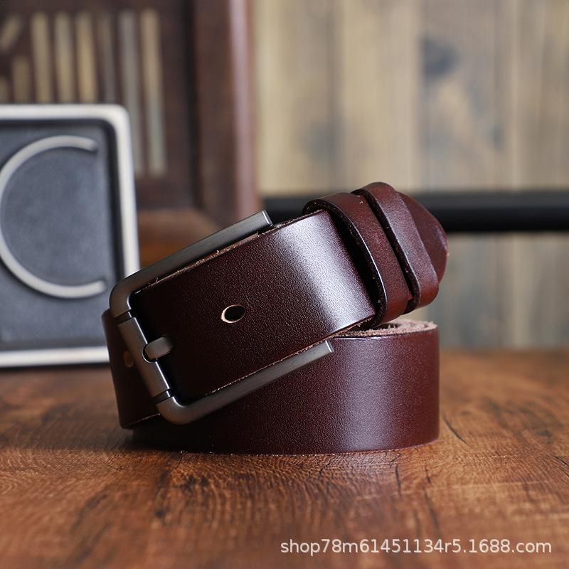 Men'S First Layer Cowhide Washed Craft Soft Leather Middle-Aged And Young People Belt Jeans Simple And Versatile Style